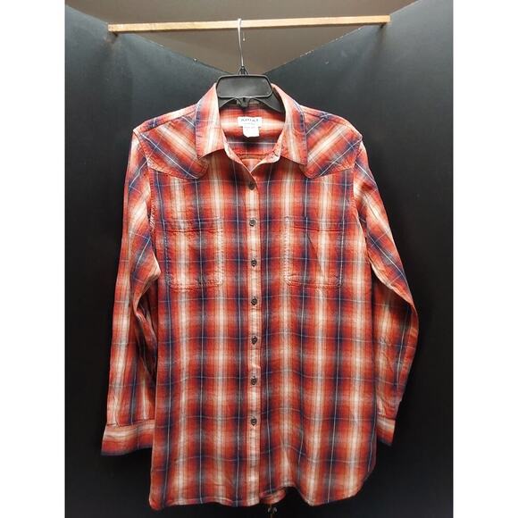 Ariat Tops - Ladies Ariat Real RN105037 Size US XL Flannel Style Red Orange Cream
